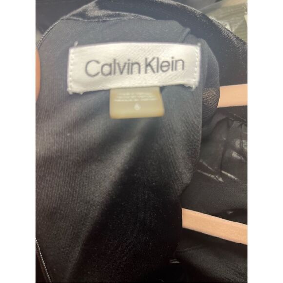 Calvin Klein Sheer Sleeve Mock Neck Velvet Dress New - Picture 10 of 10